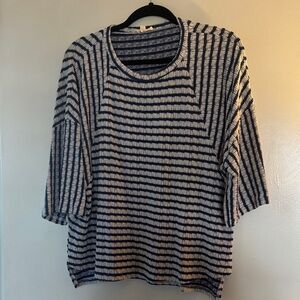 BiBi Navy and White Striped Knit Top